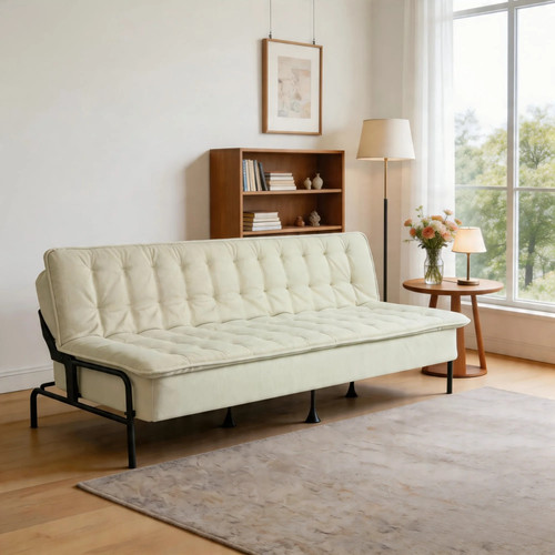 Inch beige linen futon sofa - inch,